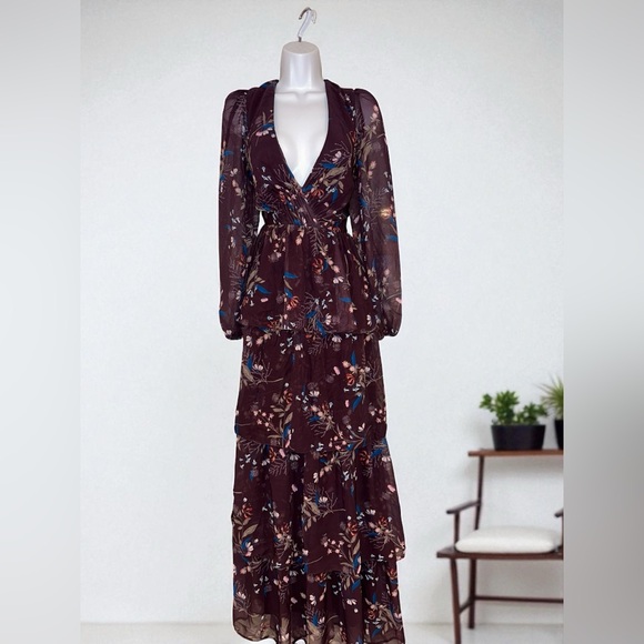 Ieena by Mac Duggal Floral Tiered Gown in Purple - Picture 7 of 9